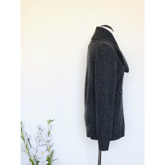 NEW! McDuff 100 % Cashmere Cowl Neck Cable Knit Sweater Gray SZ S - Picture 4 of 5